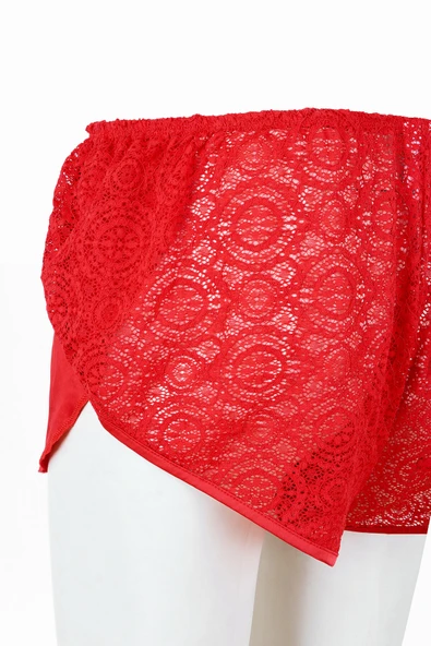 Kırmızı Alanis Dantelli Şort Külot - Resim 2