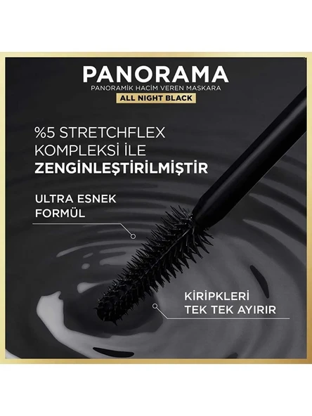 Loreal Paris Panorama All Night Black Maskara Ekstra Hacim ve Uzun Görünen Kirpikler - 3