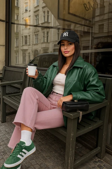 Kadın Paçası Püskül Detaylı Jean Pantolon Pembe