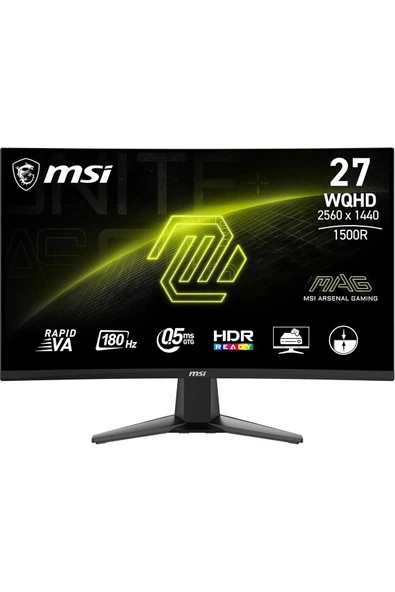 MSI Mag 27cq6f 27" 180hz 0,5ms Wqhd Rapid Va Curved Gaming (OYUNCU) Monitör