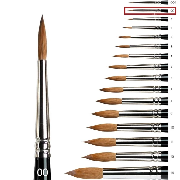 Samur 145 Serisi Yurvarlak Uçlu Sulu Boya Fırçası No:00 ürün görseli