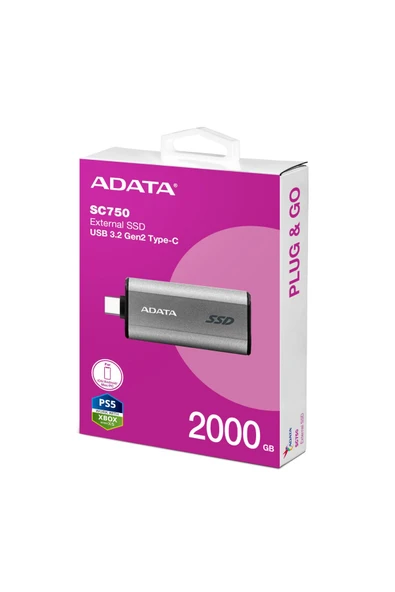 Adata SC750 2TB USB 3.2 1050-1000MB/s Taşınabilir SSD Disk (SC750-2000G-CCBK) - 7