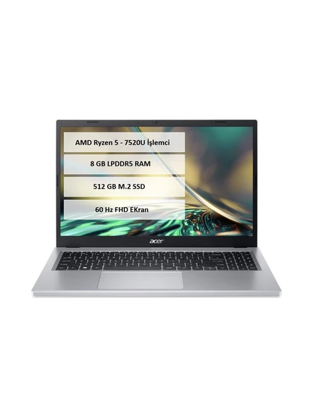 Acer Aspire 3 A315-24P AMD Ryzen 5 7520 8GB 512GB SSD Freedos 15.6" Taşınabilir Bilgisayar NX.KDEEY.00E