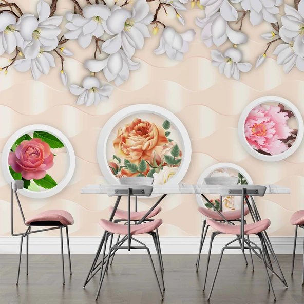 Dağ ve Göl Manzara Duvar Kağıdı Baskı - Resim 13