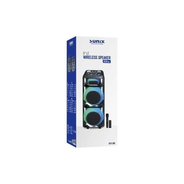 Sunix 100W 6000 Mah Mikrofon ve Kumandalı 85cm Bluetooth Hoparlör BTS-280 - 3