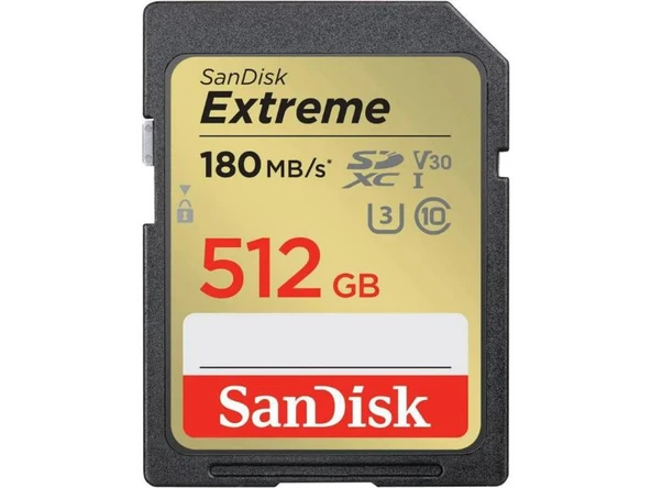 SanDisk Extreme 512GB 180MB/s SD UHS-I 4K UHD Hafıza Kartı SDSDXVV-512G-GNCIN