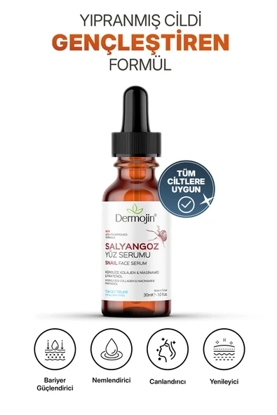 DERMOJİN Kırışıklık Karşıtı Ve Onarıcı Salyangoz Serumu 30 ml ( Glycolic Acid Ve Hydrolyzed Collagen )