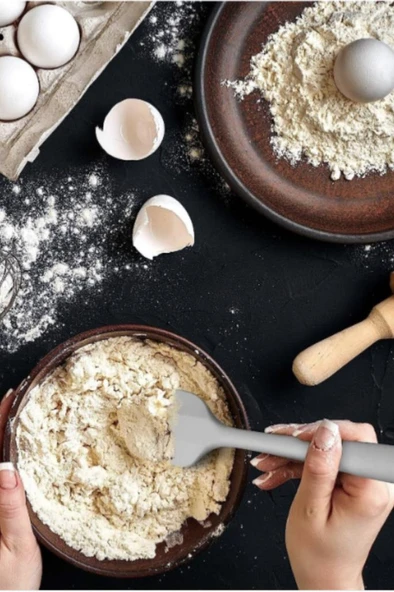 Silicolife Büyük Spatula, Isıya Dayanıklı Yanmaz Yapışmaz Tek Parça Silikon Spatula 26cm Antrasit - 4