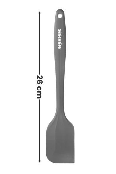 Silicolife Büyük Spatula, Isıya Dayanıklı Yanmaz Yapışmaz Tek Parça Silikon Spatula 26cm Antrasit - 2