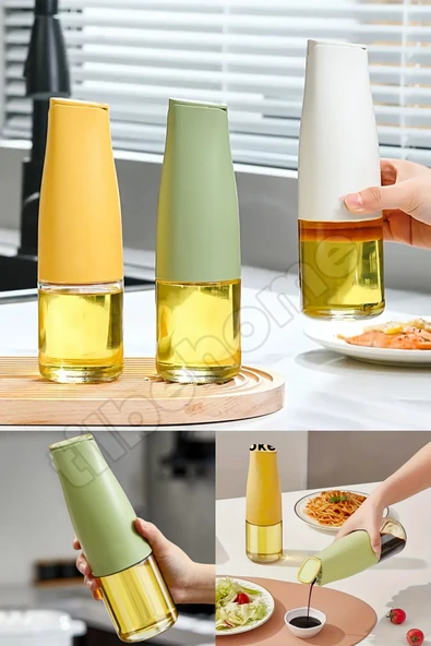 Tilbe Home 2li Fonksiyonlu Cam Yağdanlık 500ml Yerçekimi Otomatik Kapak Açma Damlatmayan Ağızlı Yağlık Sosluk - 2