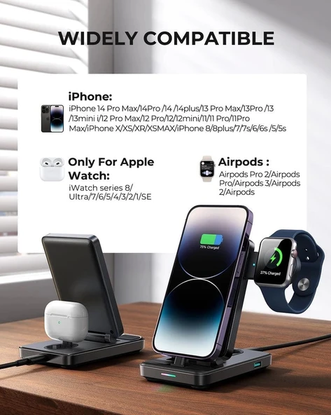 Joyroom 4 in 1 Katlanabilir Şarj İstasyonu Lightning - Resim 3