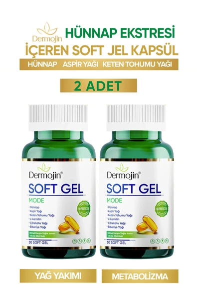DERMOJİN 2 Adet Hünnap Bitkisel Karışım Yağlar Içeren Takviye Edici Soft Jel Kapsül