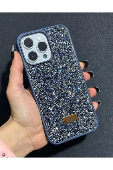 İphone 15 Pro Max Uyumlu Sw İnce Taşlı Elmas Işıltılı Telefon Kılıfı - 5