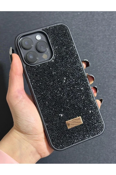İphone 15 Pro Max Uyumlu Sw İnce Taşlı Elmas Işıltılı Telefon Kılıfı - 3