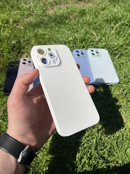 İphone 15 Pro Uyumlu Parlak Premium Renkli Cam Telefon Kılıfı - 4