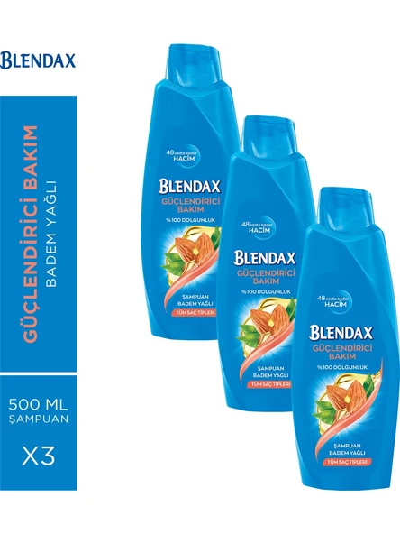 Blendax Güçlendirici Bakım Badem Yağlı Şampuan 500 Ml X 3 Adet