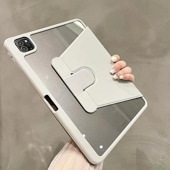 İpad Pro 12,9 İnç Uyumlu Kılıf Katlanır Kalem Bölmeli Standlı Uyku Modlu Akıllı Kapak - 4