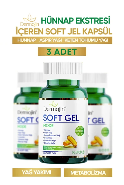 DERMOJİN 3 Adet Hünnap Bitkisel Karışım Yağlar Içeren Takviye Edici Soft Jel Kapsül