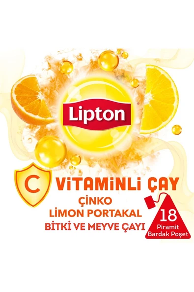 LİPTON C VİTAMİNLİ BARDAK POŞET ÇAY PORTAKAL LİMON ÇİNKO 18'Lİ - 2