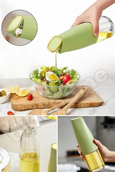 Tilbe Home 2li Fonksiyonlu Cam Yağdanlık 500ml Yerçekimi Otomatik Kapak Açma Damlatmayan Ağızlı Yağlık Sosluk - 3