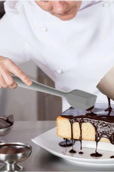 Silicolife Büyük Spatula, Isıya Dayanıklı Yanmaz Yapışmaz Tek Parça Silikon Spatula 26cm Antrasit - 3