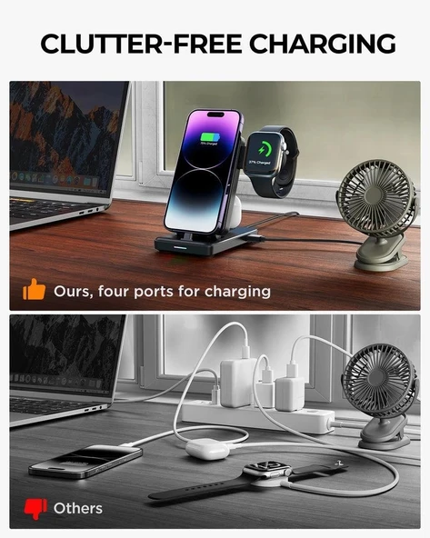 Joyroom 4 in 1 Katlanabilir Şarj İstasyonu Lightning - Resim 5