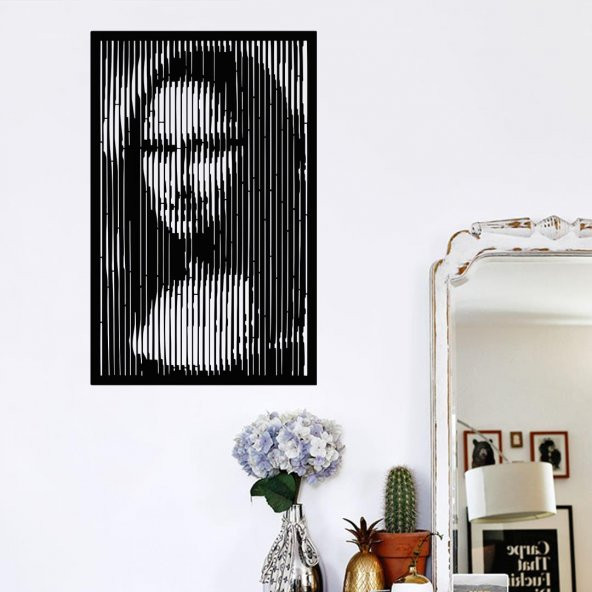Mona Lisa Line Art Metal Tablo 58x91cm
