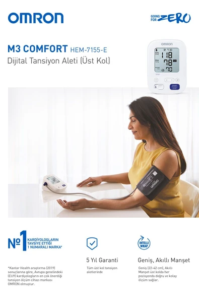 Omron M3 Comfort HEM-7155-E Intellisense Koldan Dijital Tansiyon Aleti - 4