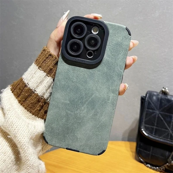 İphone 15 Plus İle Uyumlu Premium Suni Suet Kamera Korumalı Kılıf - 5