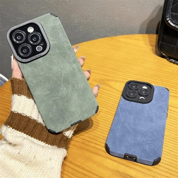 İphone 15 Plus İle Uyumlu Premium Suni Suet Kamera Korumalı Kılıf - 2