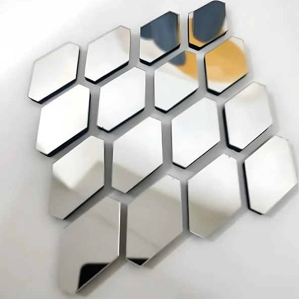 Diamond Pleksi Dekoratif Mozaik Ayna – Gümüş (50 Adet) - 2