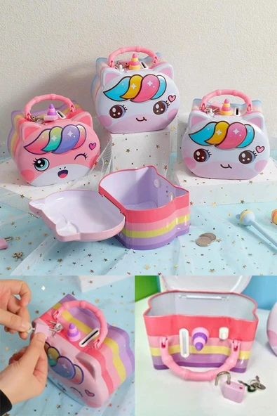Sevimli Unicorn Temalı Pembe Renk Çocuk Kumbarası Para Biriktirme Kumparası 1 Adet
