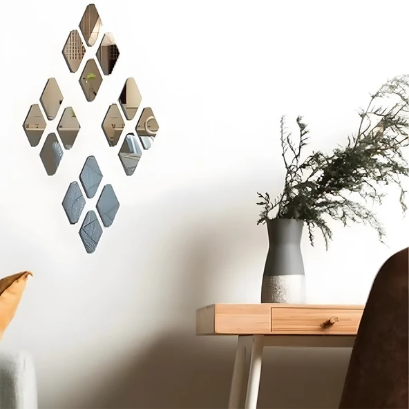 Diamond Pleksi Dekoratif Mozaik Ayna – Gümüş (50 Adet) - 3