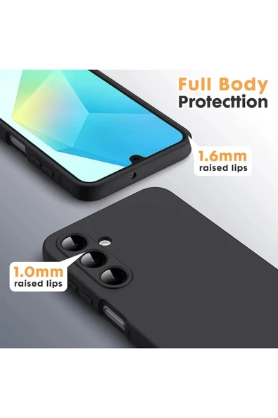 Samsung Galaxy A36 Kılıf Kamera Korumalı Esnek Mat Renkli Standart Siyah Silikon Kapak - 3
