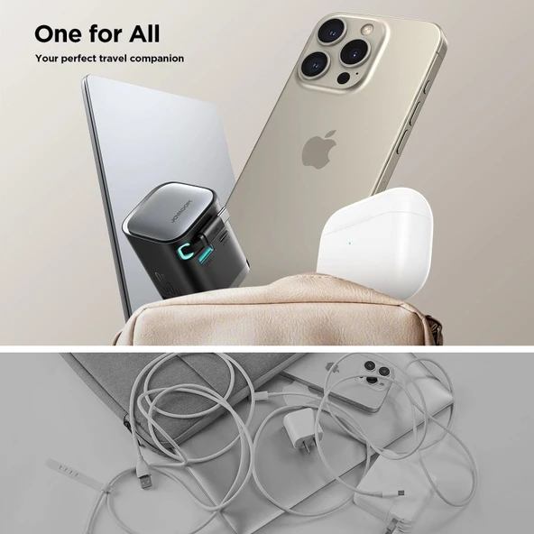 Joyroom JR-TCL02 Gan 65W Geri Çekilebilir Kablolu 2 Portlu Şarj Cihazı - Resim 4