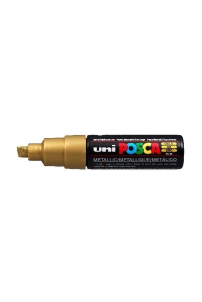 Uni Posca Pc-8k Boyama Markörü 8 Mm Kesik Uç Metalik Altın - 3