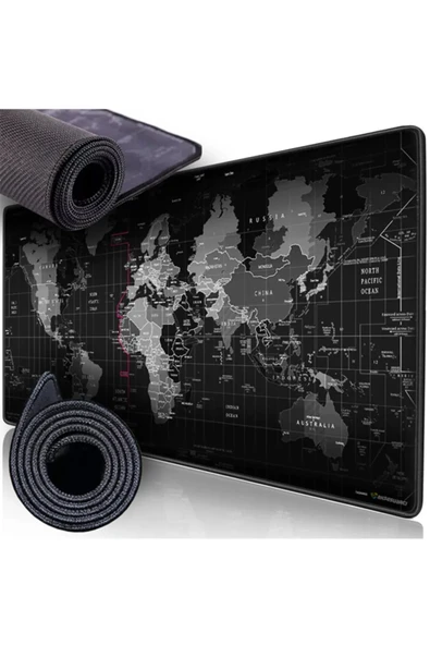 Aksesuarcı Dünya Desenli Yüksek Kaliteli Xxl Gamer Mousepad 90x40