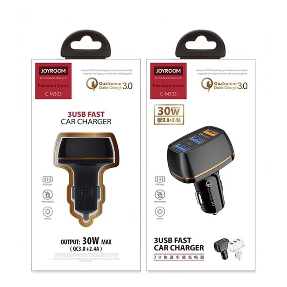 Joyroom C-M303 QC 3.0 30W 3xUSB Araç Şarj Cihazı ürün görseli