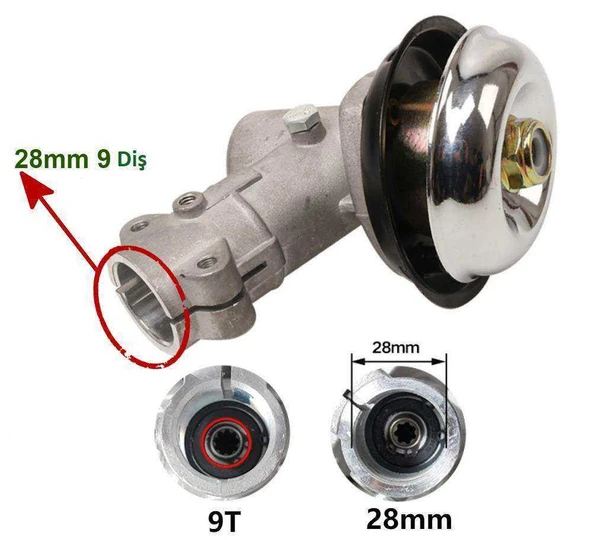 Motorlu Tırpan Redüktörü 28 mm 9 Diş - 2