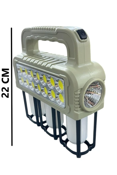 3 Modlu Cob Led Solar Şarjlı 38W Ultra Güçlü Fener Beyaz Gün Işığı Kamp  Tamirci Balıkçı Lambası