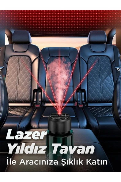 Premium Hava Nemlendirici Kokulu 160ml | Lazer Yıldız Tavan Efektli Otomatik Araç İçi Koku Difüzör - 2