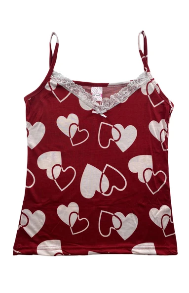 Kadın Kalp Desenli İp Askılı Şortlu Pijama Takım - 5837 -STL MODA - 2