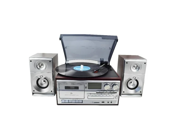 Knstar KN-120 Kumandalı Hoparlörlü Bluetoothlu CD'li Kaset Usb Radyo Özellikli Pikap
