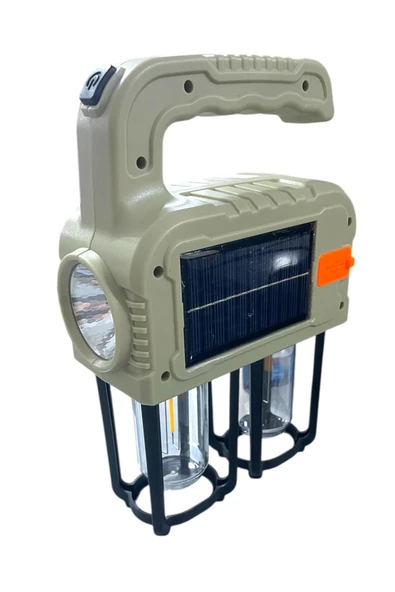 3 Modlu Solar Şarjlı 38W Ultra Güçlü El Feneri Beyaz - Gün Işığı Kamp Avcı Tamirci Balıkçı Lambası - 2