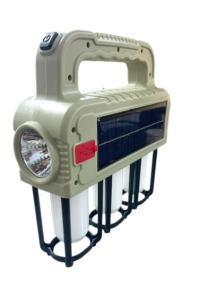 3 Modlu Cob Led Solar Şarjlı 38W Ultra Güçlü Fener Beyaz Gün Işığı Kamp  Tamirci Balıkçı Lambası - 2