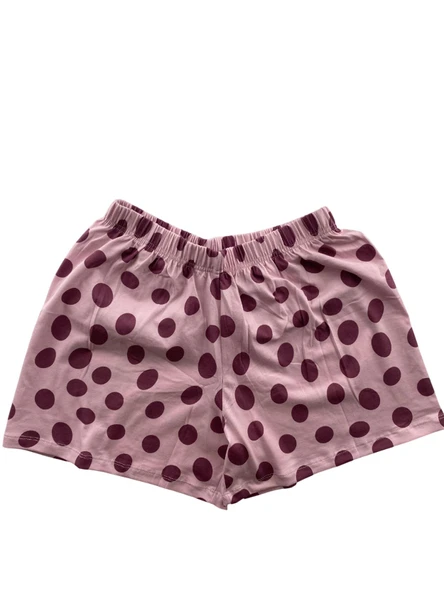 Kadın Puantiye Desenli Kalın Askılı Şortlu Pijama Takım - 5640 - STLLA PNK - 3