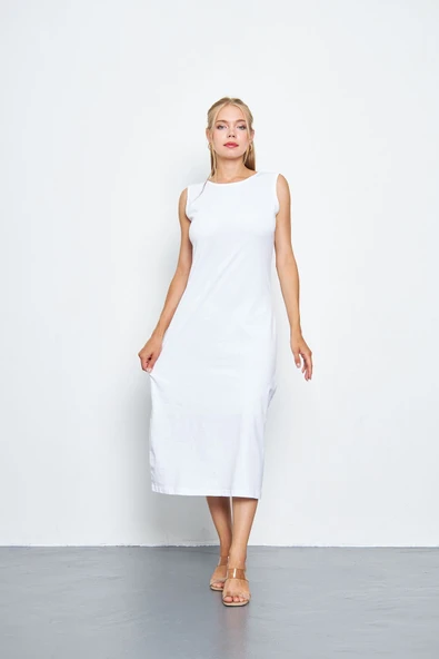 Uzun Kolsuz Elbise Astarı %100 Pamuk Içlik Jüpon Kombinezon