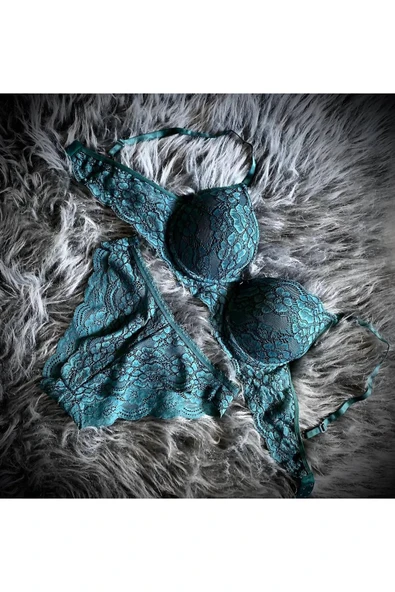 Kadın Bordo Dantelli Destekli Bralet Sütyen Takım - Resim 6