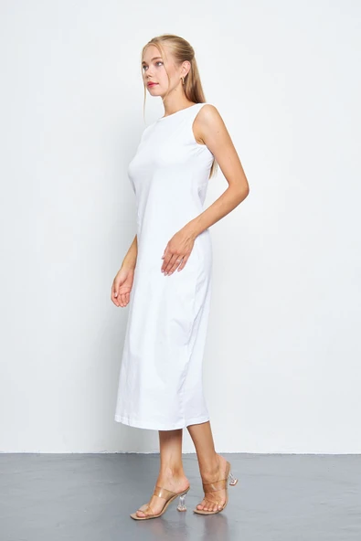 Uzun Kolsuz Elbise Astarı %100 Pamuk Içlik Jüpon Kombinezon - 4