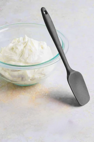 Silicolife Kaşık Spatula, Isıya Dayanıklı Yanmaz Yapışmaz Tek Parça Silikon Kaşık Spatula 27cm Antrasit - 3